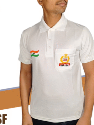 CISF White Collared T-shirts (Embroidery Logo)
